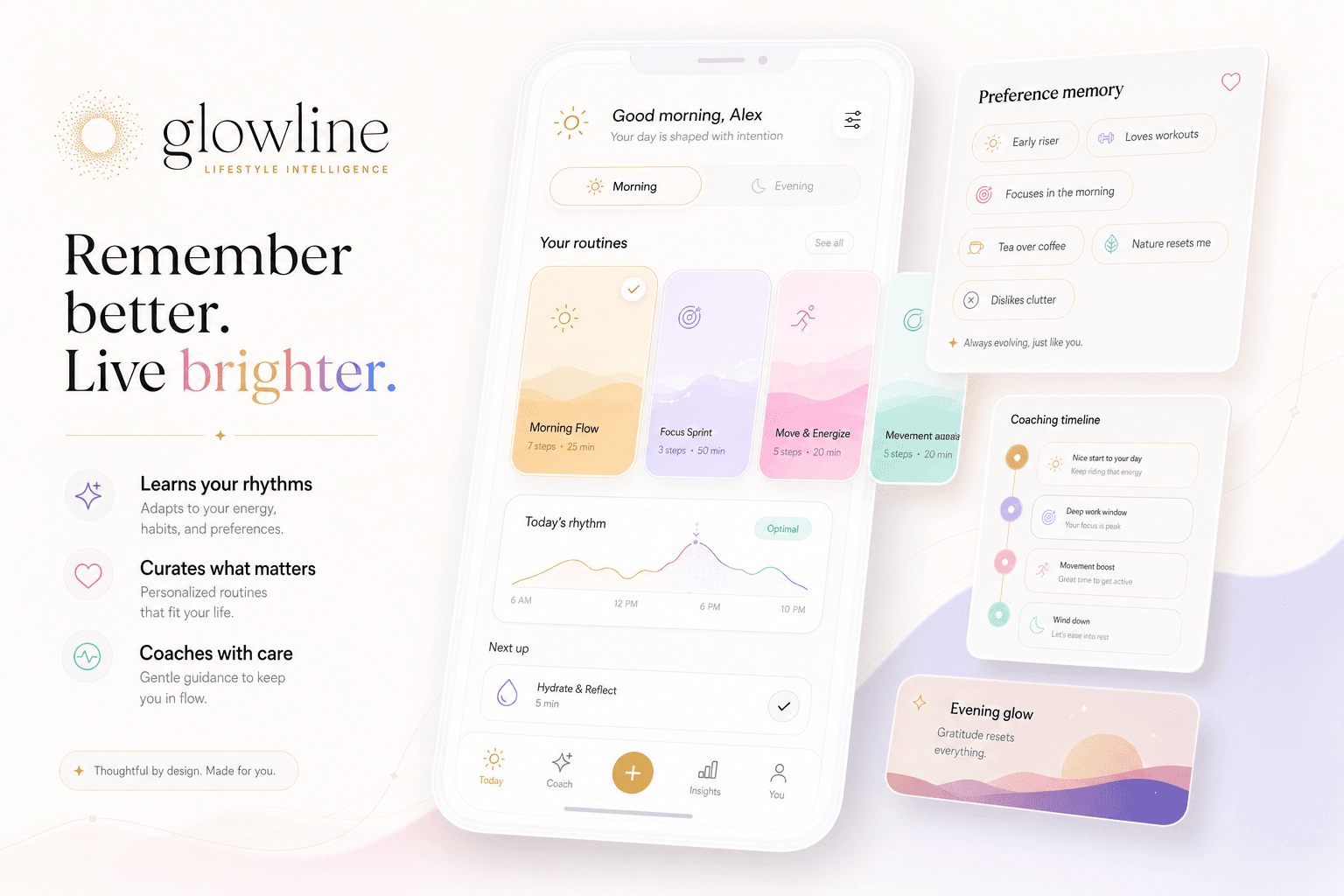 Glowline app preview concept